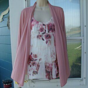 PerSeption PL pink floral top w/cardigan